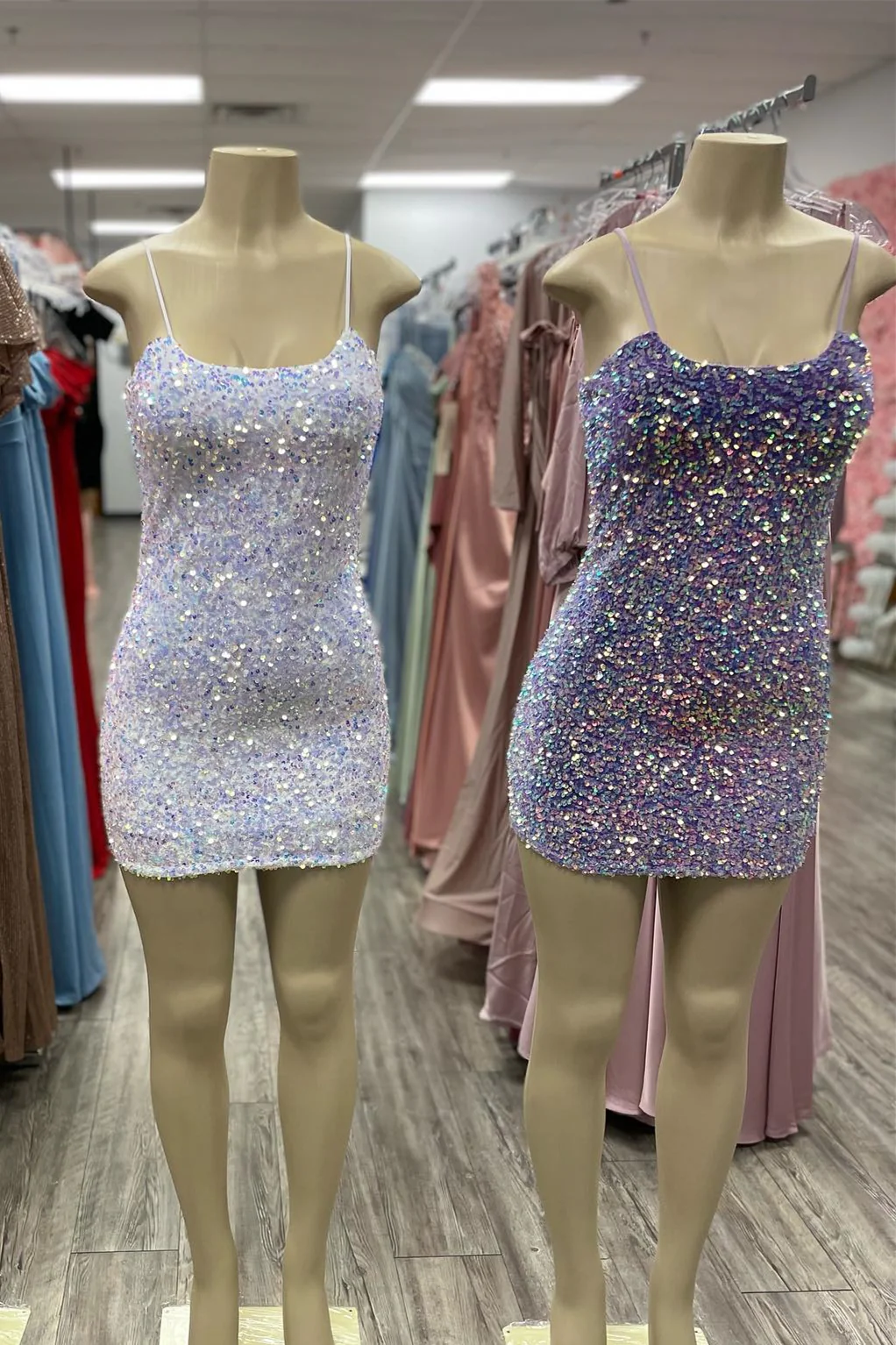 Scoop Pink Sequin Tight Mini Party Dress - Image 3