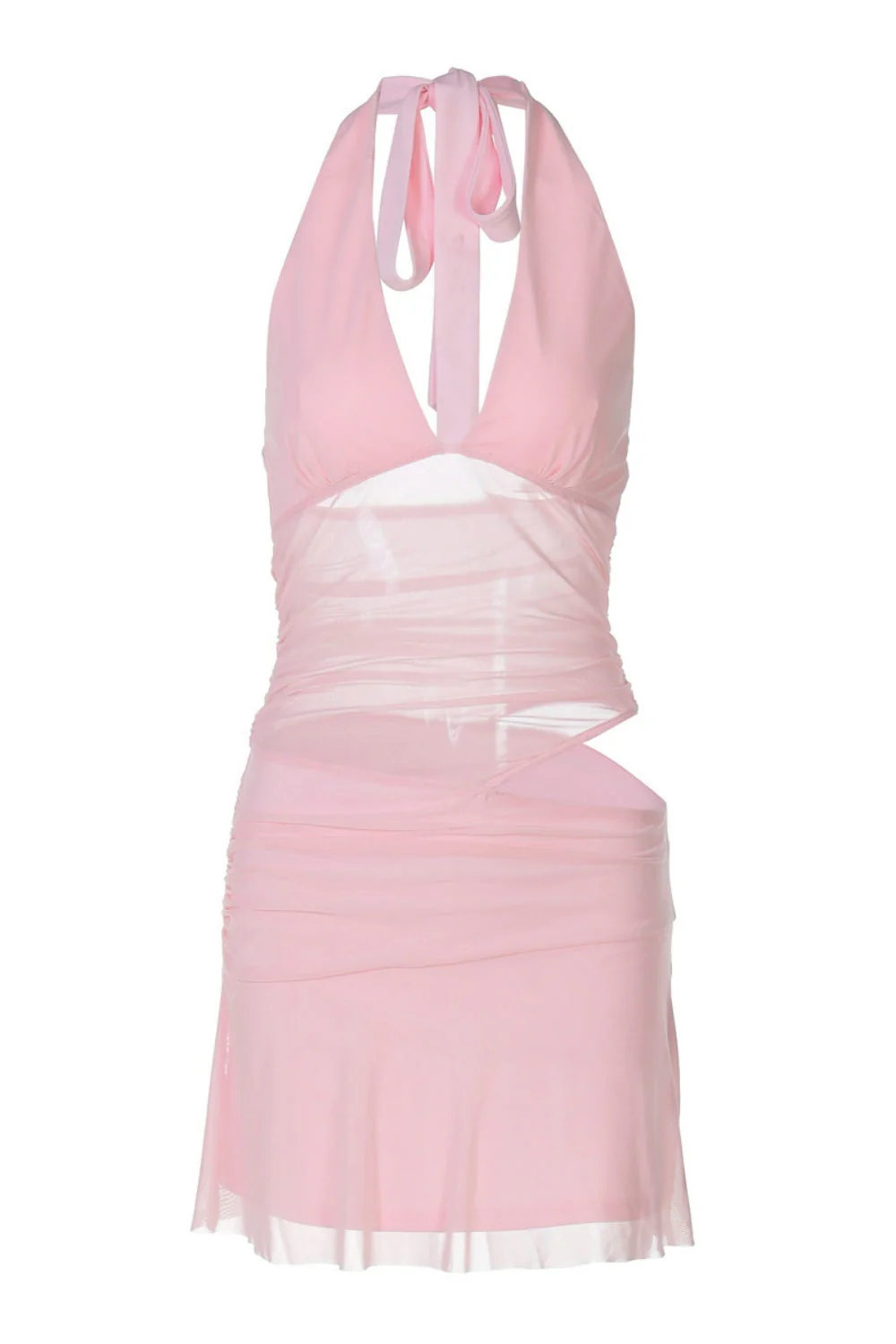 Sexy Pink Halter Cutouts Dress - Image 2