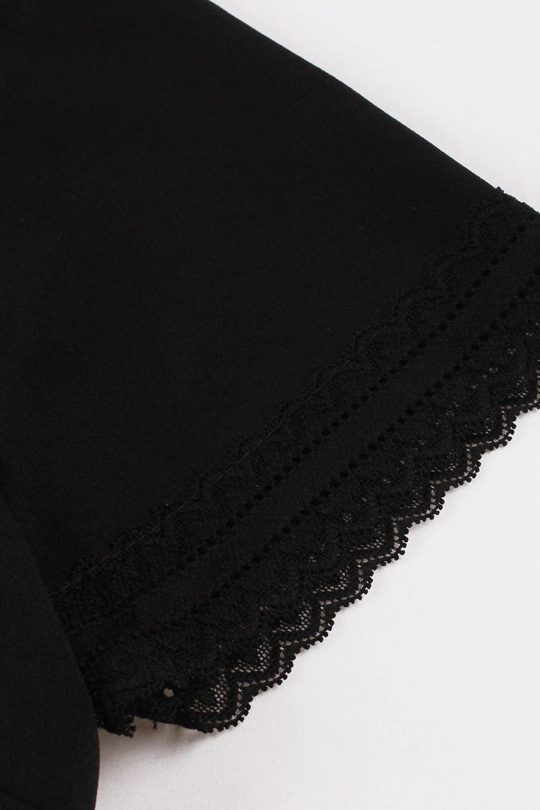 Sheer High Neck Black Swing Dress with Short Sleeves - Image 4