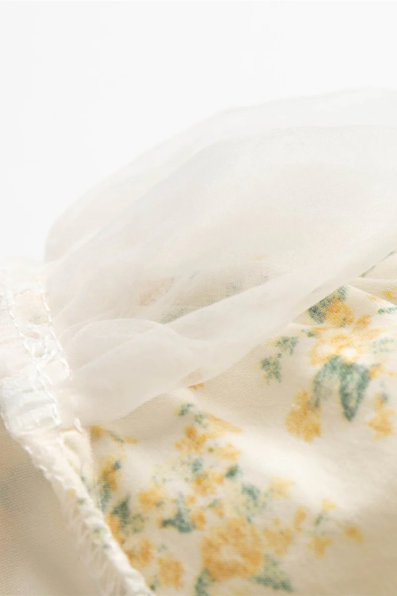 Short Sleeves Yellow Floral Print Short Dress - Image 7