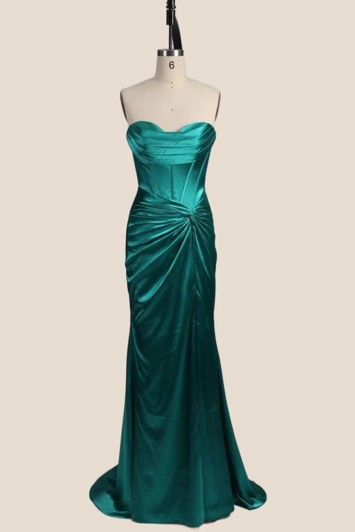 Sky Blue Strapless Mermaid Long Formal Dress - Image 4