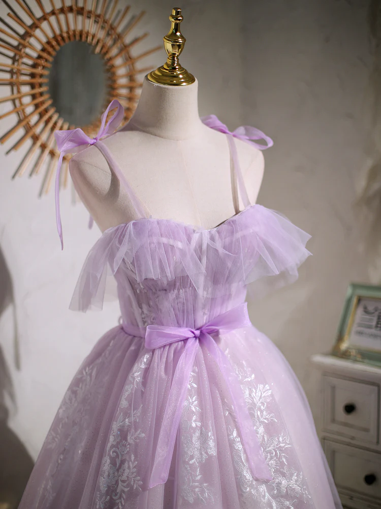 Sky Blue Tulle and White Lace Short A-line Princess Dress - Image 9