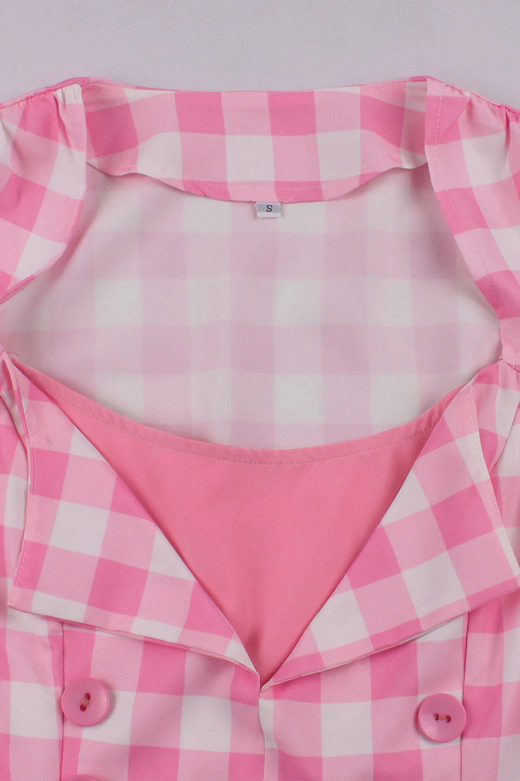 Sleeveless Pink Plaid Barbie Swing Dress - Image 3