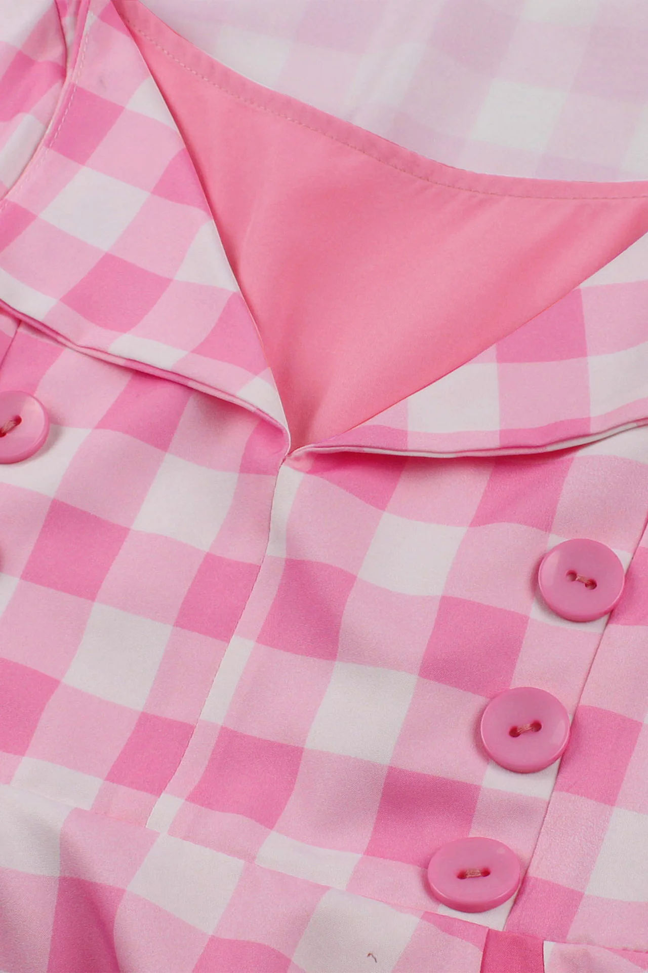Sleeveless Pink Plaid Barbie Swing Dress - Image 4