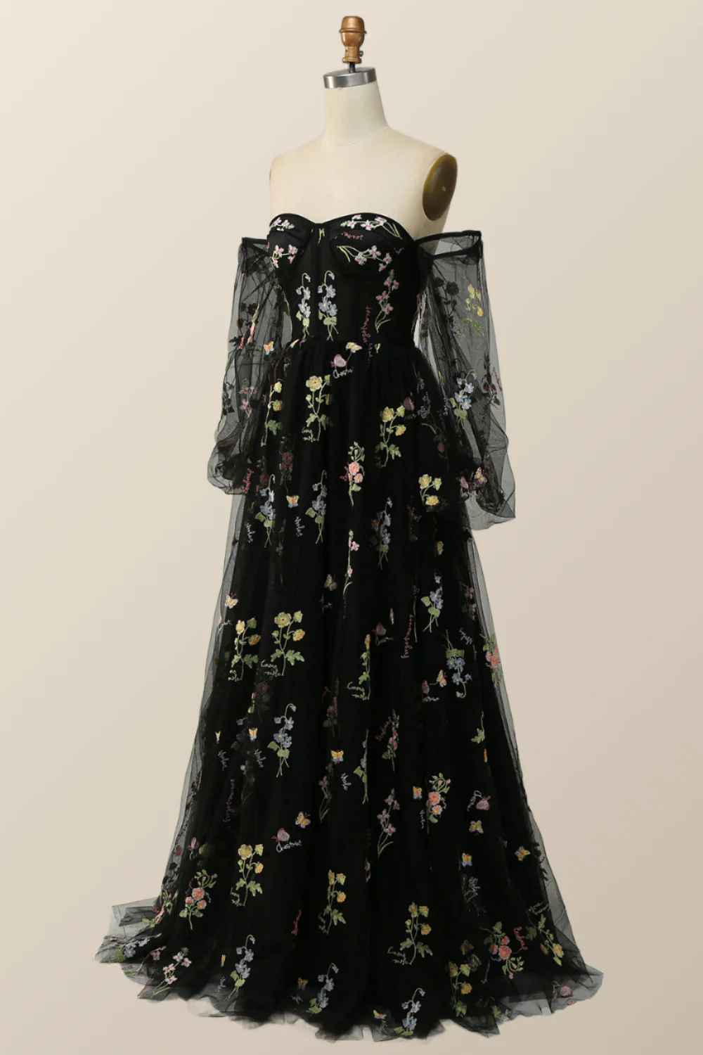 Soft Green Floral Embroidery Formal Dress - Image 6