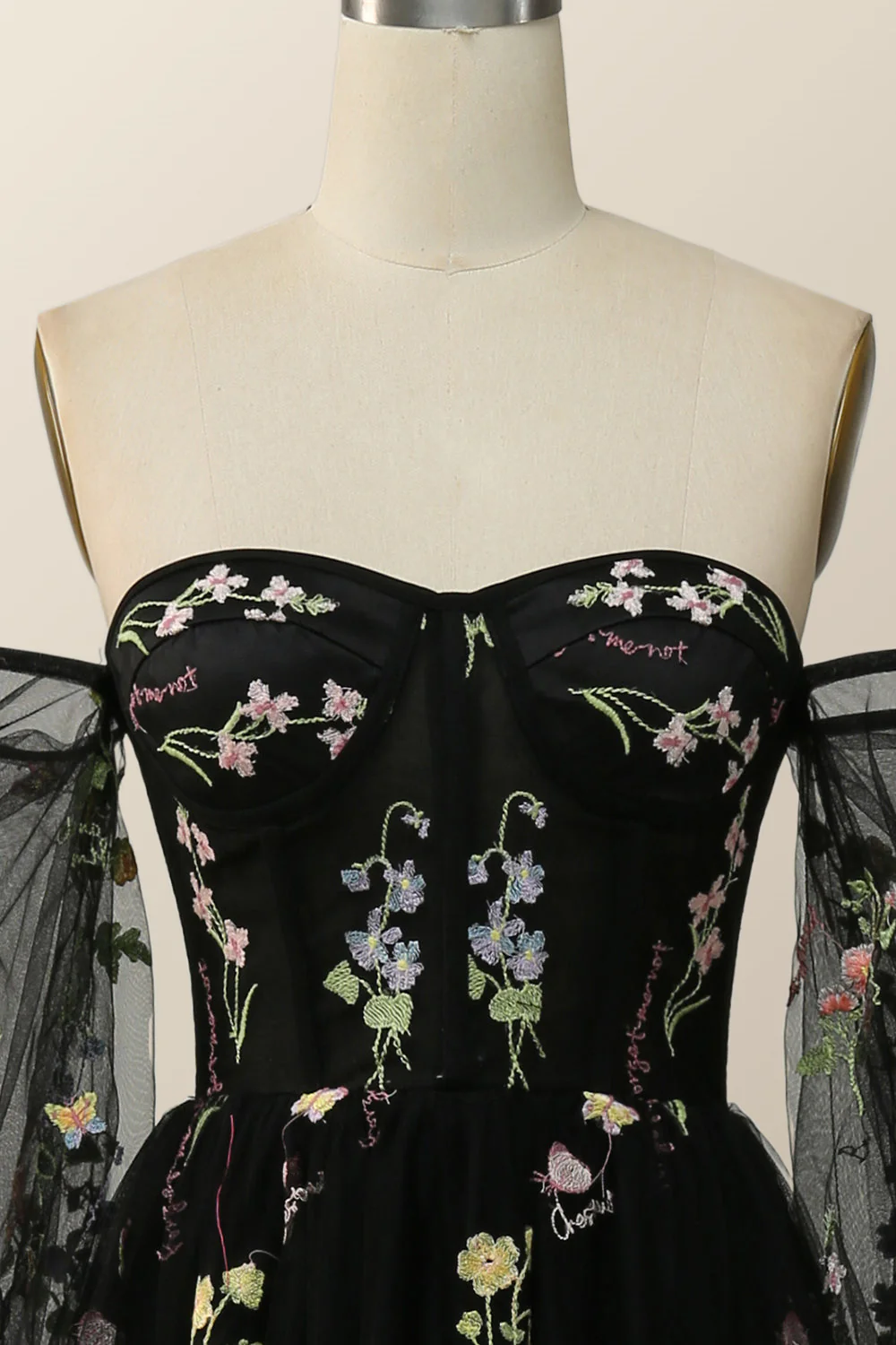 Soft Green Floral Embroidery Formal Dress - Image 8