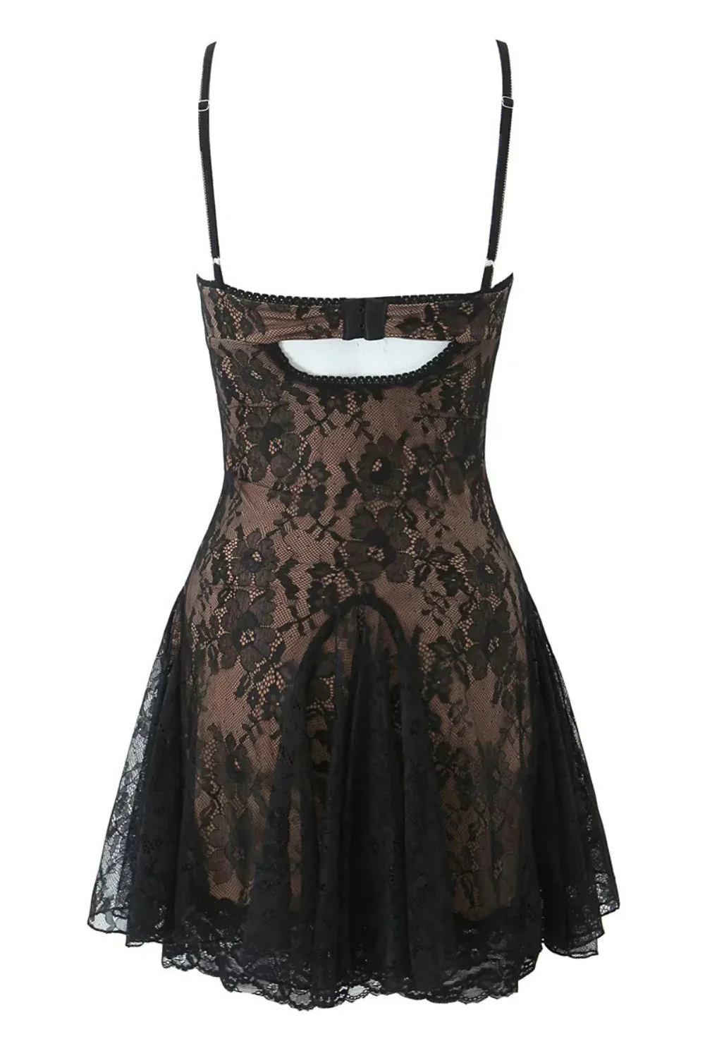 Spaghetti Strap Black Bow Lace Applique Skirt - Image 2
