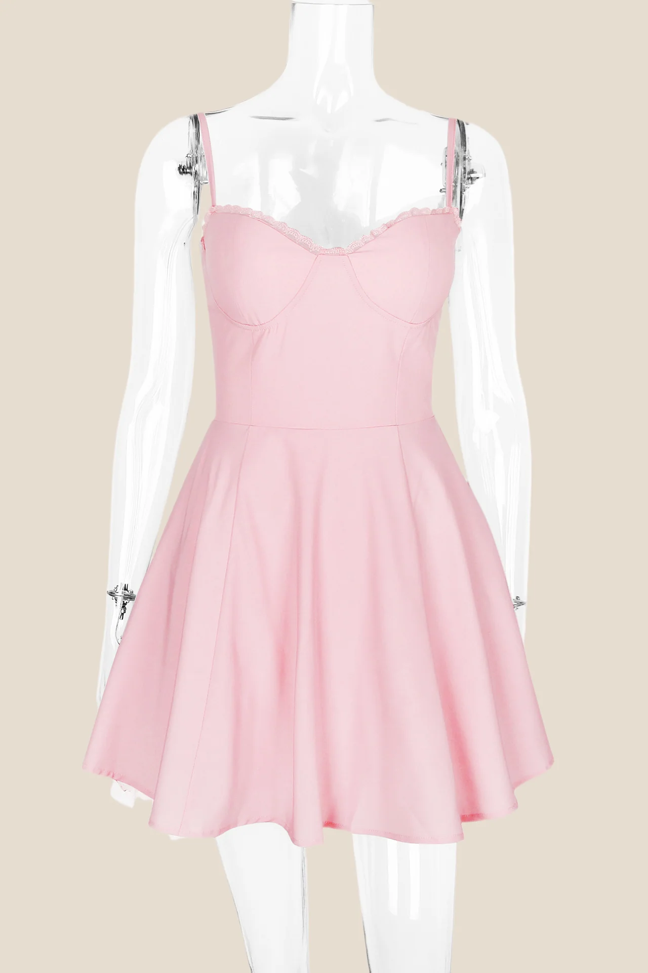 Spaghetti Straps Black A-line Short Dress - Image 12