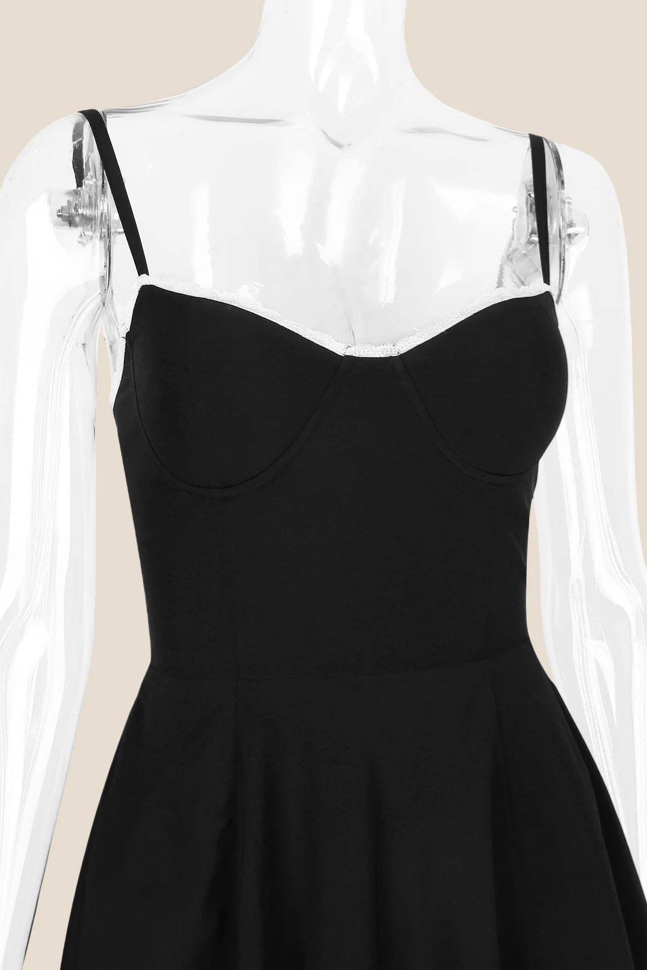 Spaghetti Straps Black A-line Short Dress - Image 4