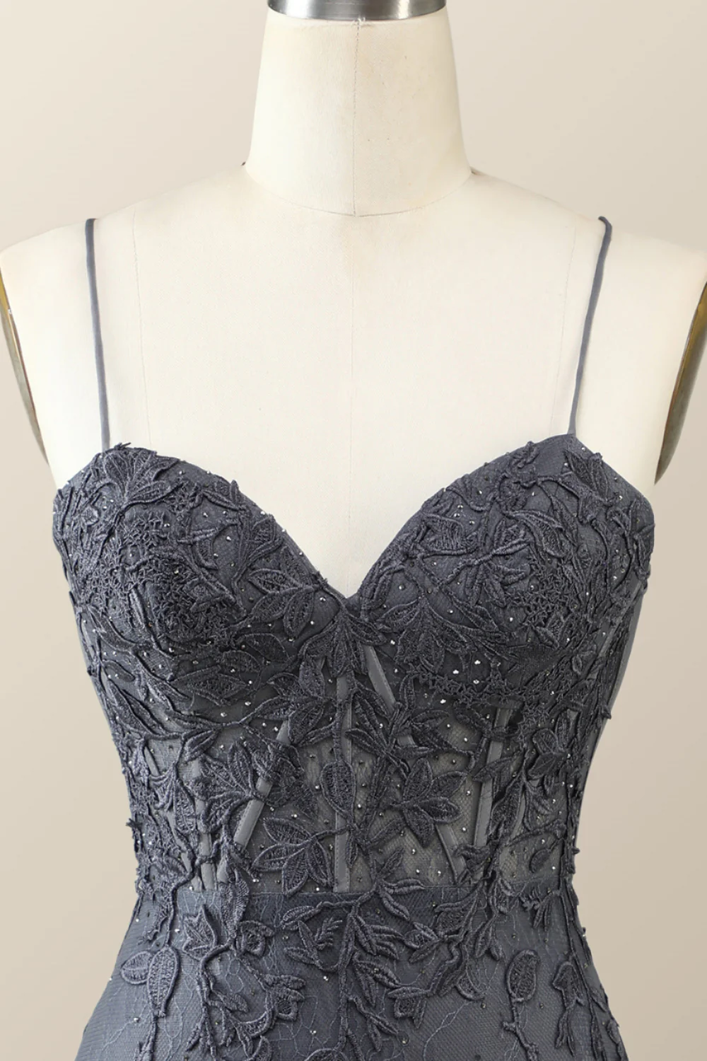 Spaghetti Straps Black Lace Bodycon Mini Dress - Image 4