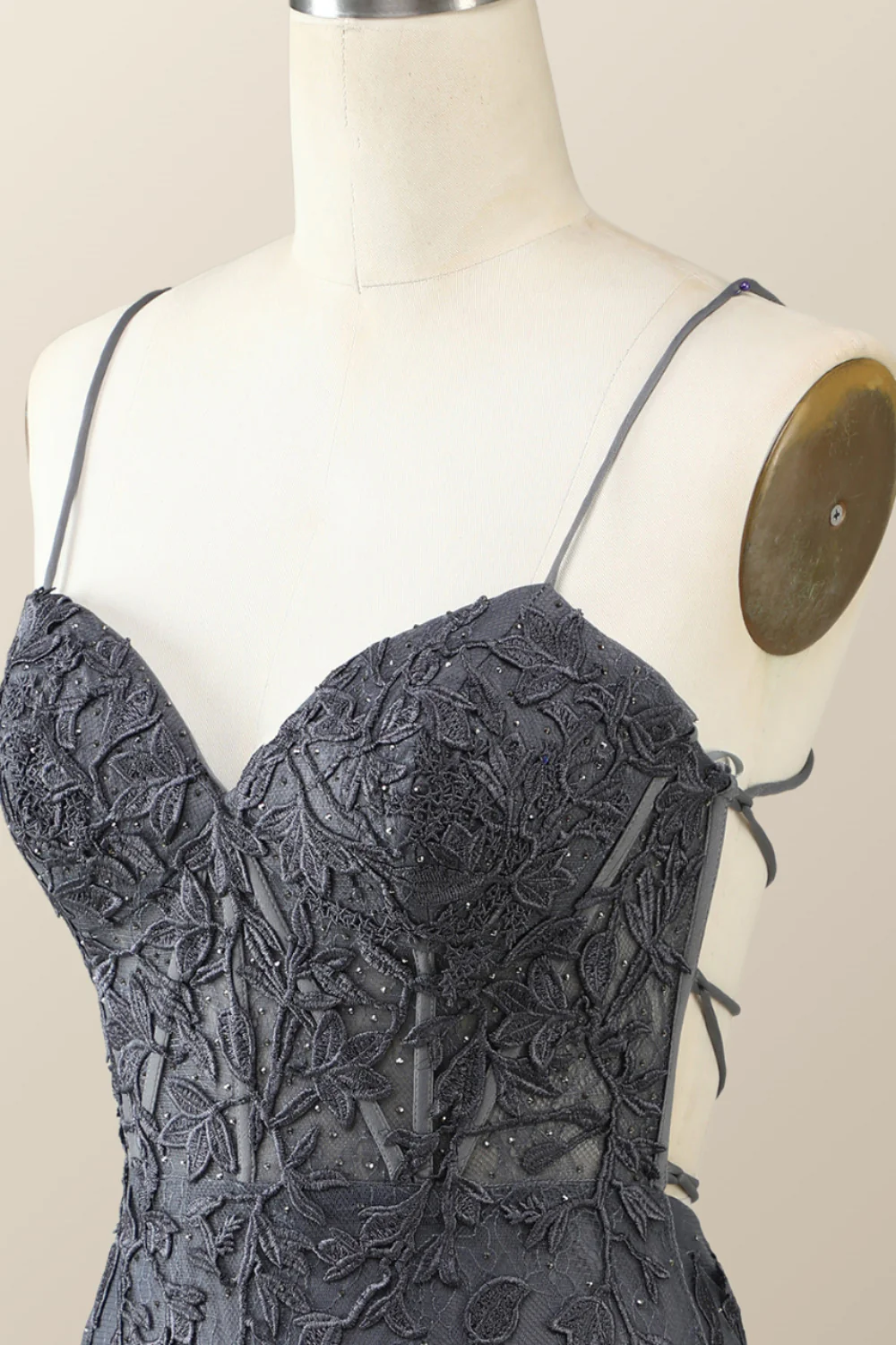 Spaghetti Straps Black Lace Bodycon Mini Dress - Image 5