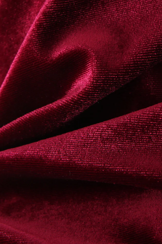 Spaghetti Straps Burgundy Velvet Mini Dress - Image 12