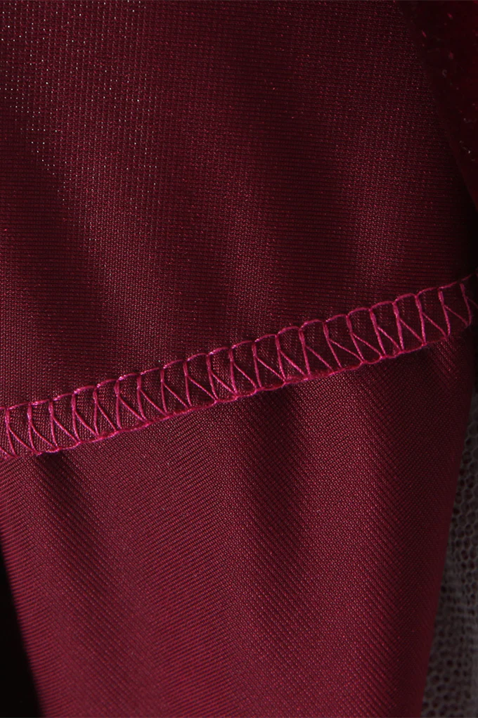 Spaghetti Straps Burgundy Velvet Mini Dress - Image 13