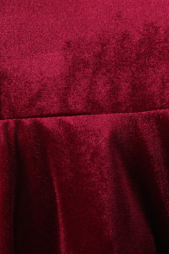 Spaghetti Straps Burgundy Velvet Mini Dress - Image 6