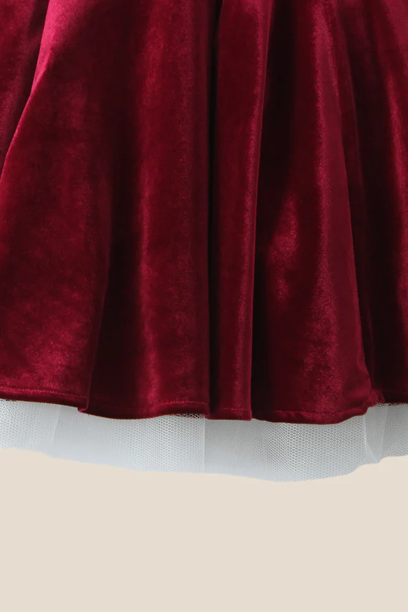 Spaghetti Straps Burgundy Velvet Mini Dress - Image 7