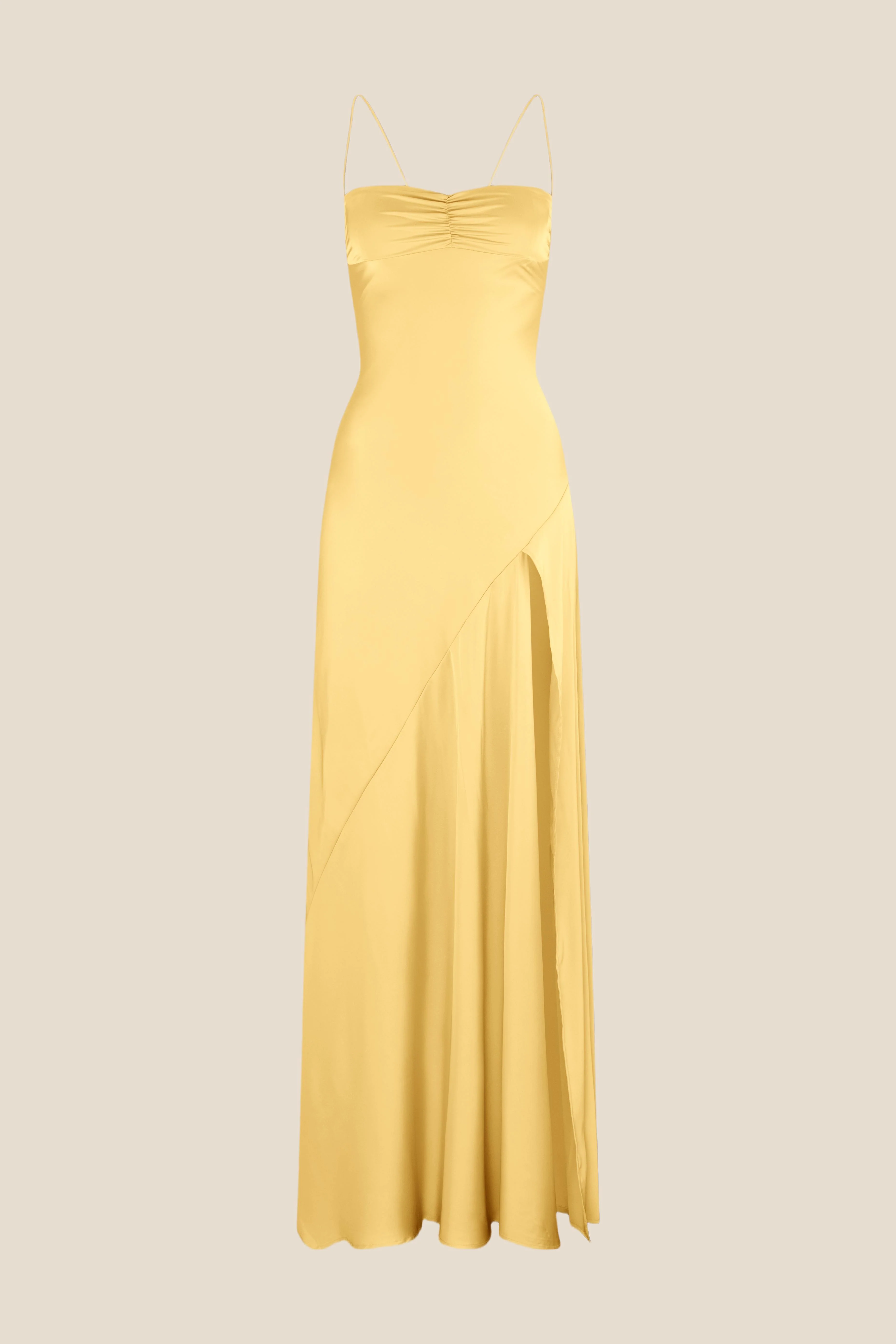 Spaghetti Straps Fuchsia Long Dress with Slit - Image 8
