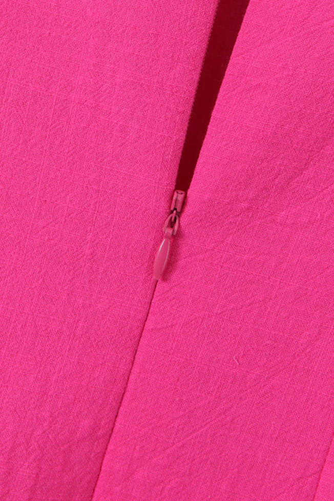 Spaghetti Straps Hot Pink Ruched Short Dress - Image 5