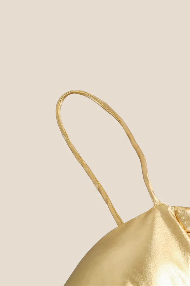 Spaghetti Straps Golden Ruched Tight Short Dress - Image 9