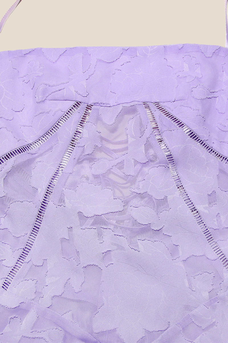 Spaghetti Straps Lavender Lace A-line Long Dress - Image 9