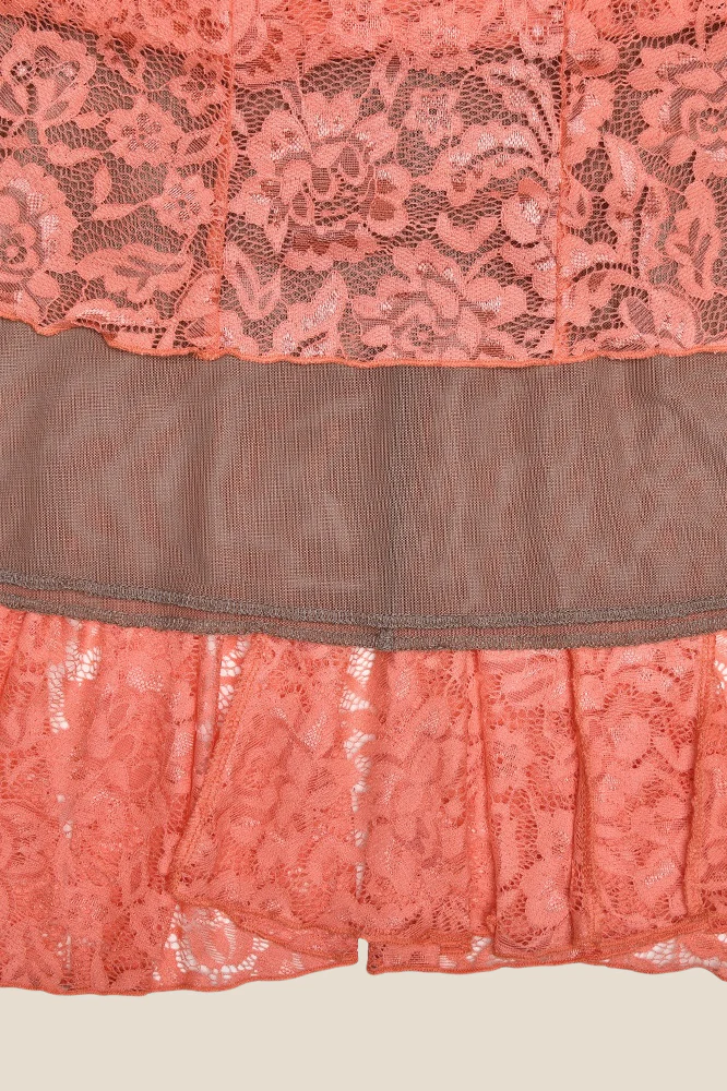 Spaghetti Straps Orange Lace Mermaid Long Dress - Image 7