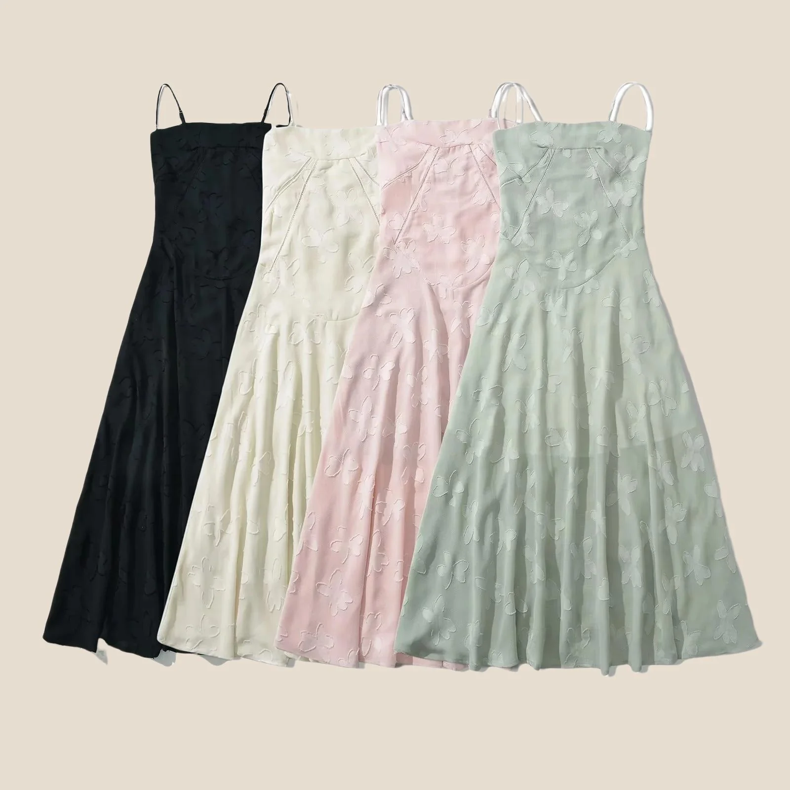 Spaghetti Straps Lavender Lace A-line Long Dress - Image 3