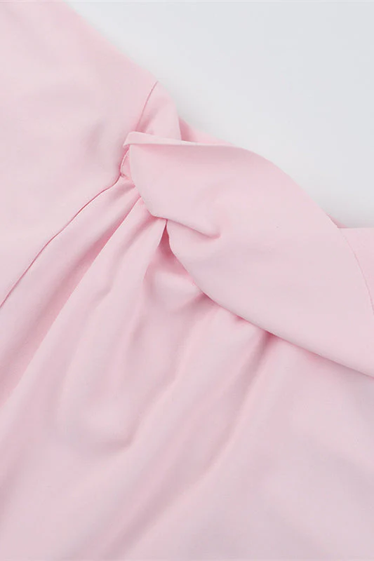 Spaghetti Straps Pink Frill Slit Dress - Image 7