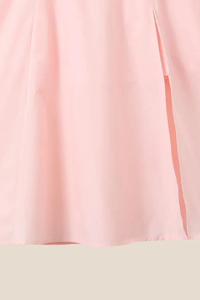 Spaghetti Straps Pink Tie Front Midi Dress - Image 5
