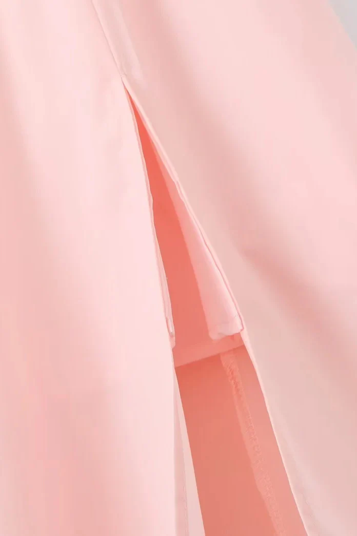 Spaghetti Straps Pink Tie Front Midi Dress - Image 9