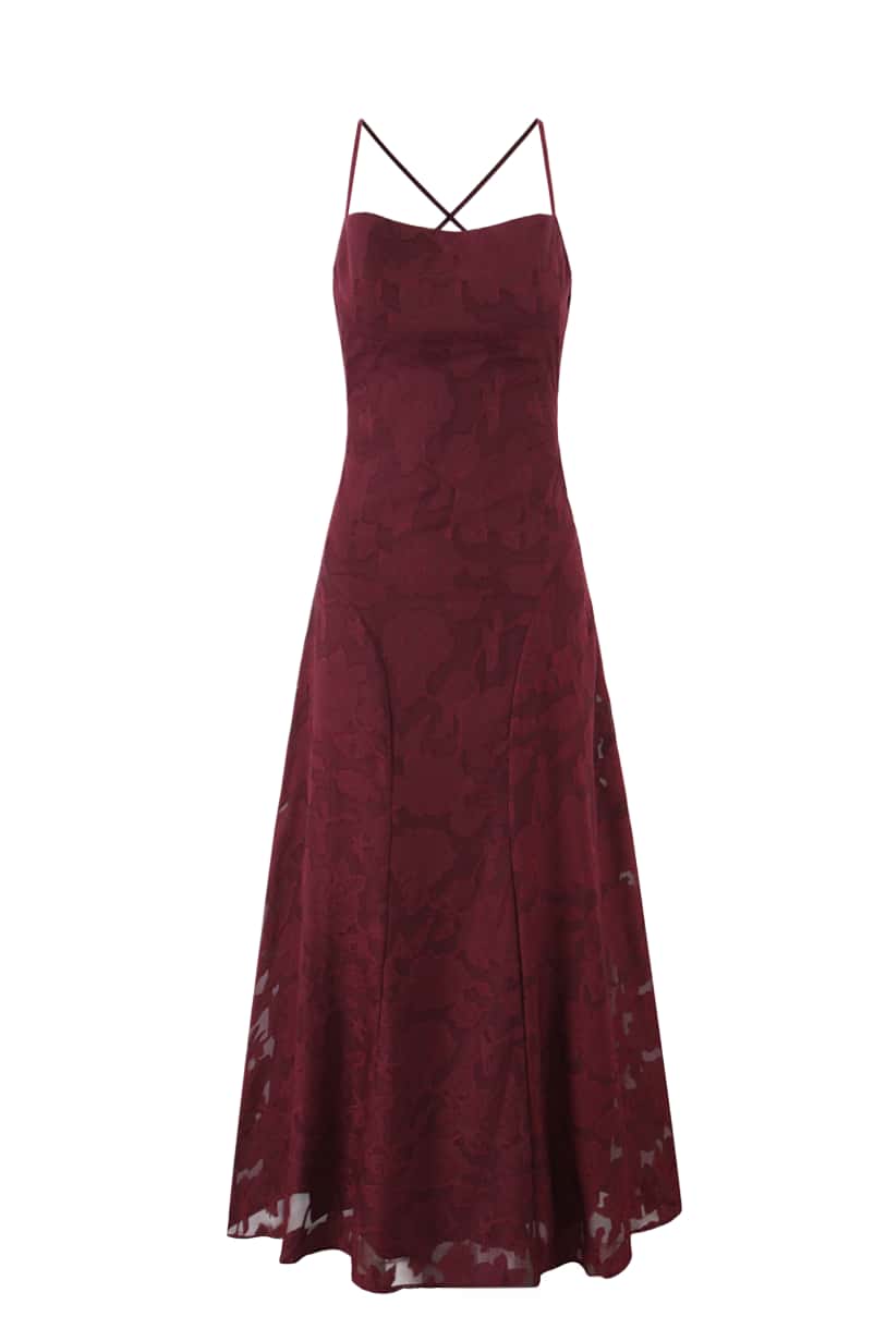 Spaghetti Straps Red Lace Long Dress - Image 6