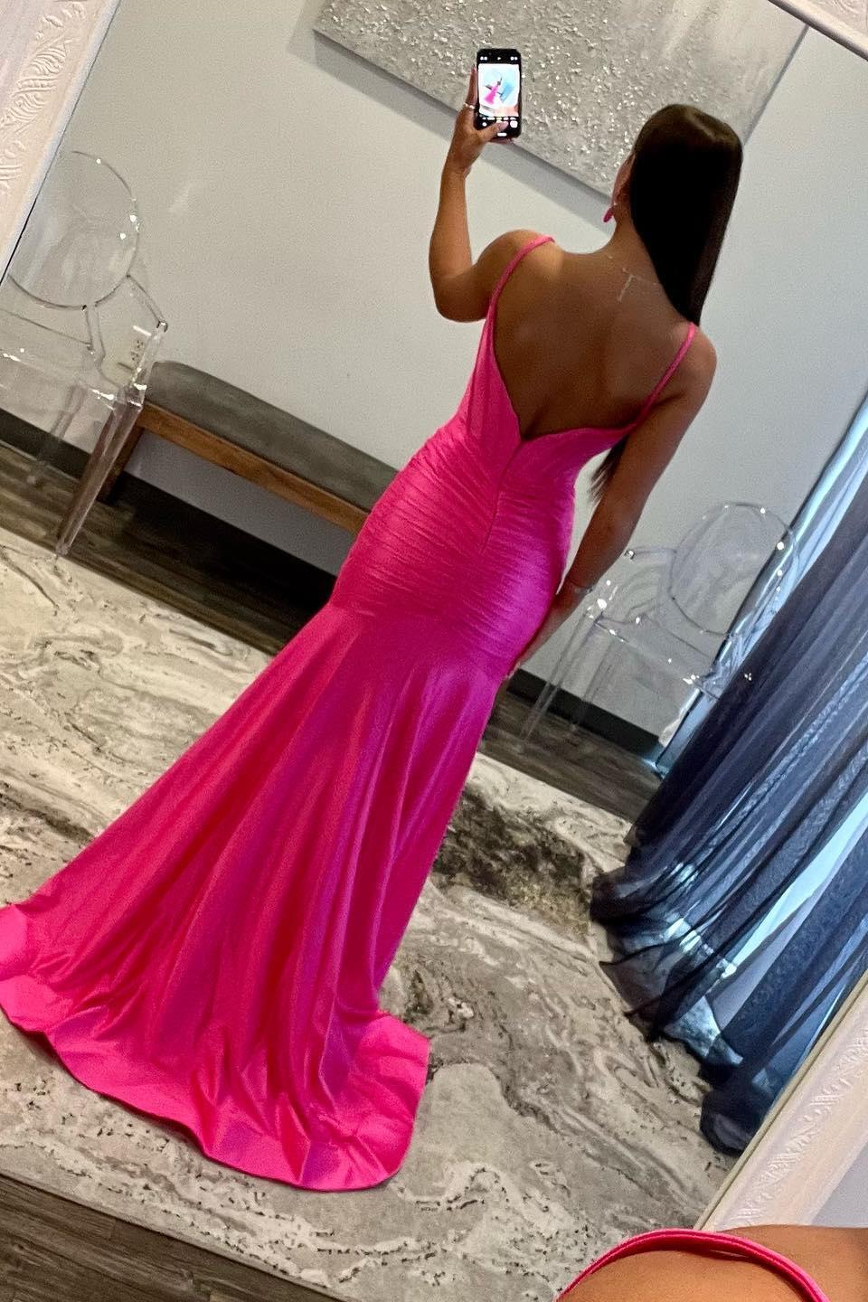 Spaghetti Straps Green Satin Mermaid Prom Dress - Image 6