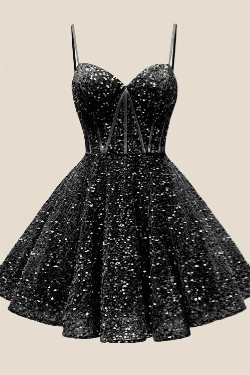 Spaghetti Straps Royal Blue Sequin Short Dress - Image 2