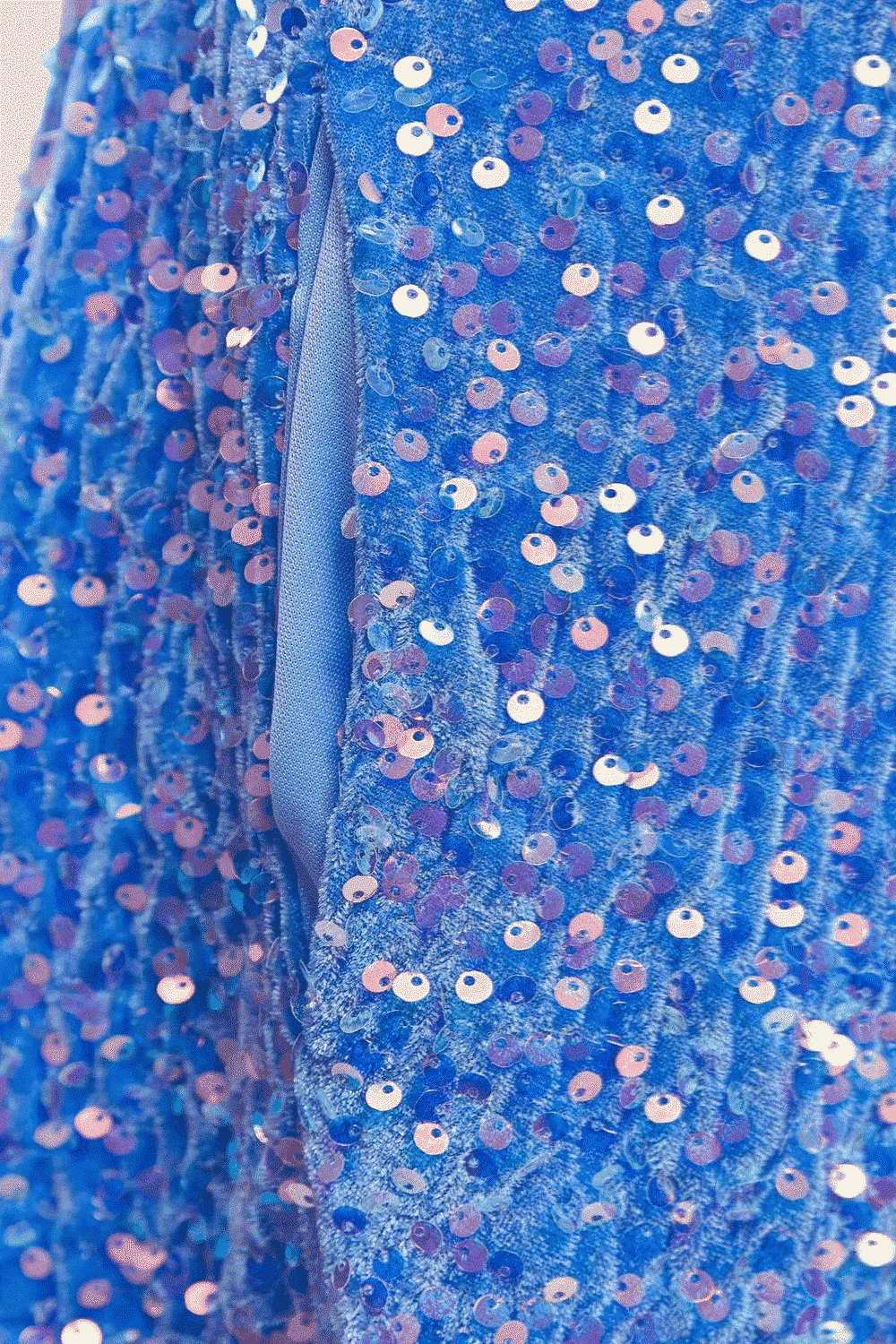 Spaghetti Straps Royal Blue Sequin Short Dress - Image 4