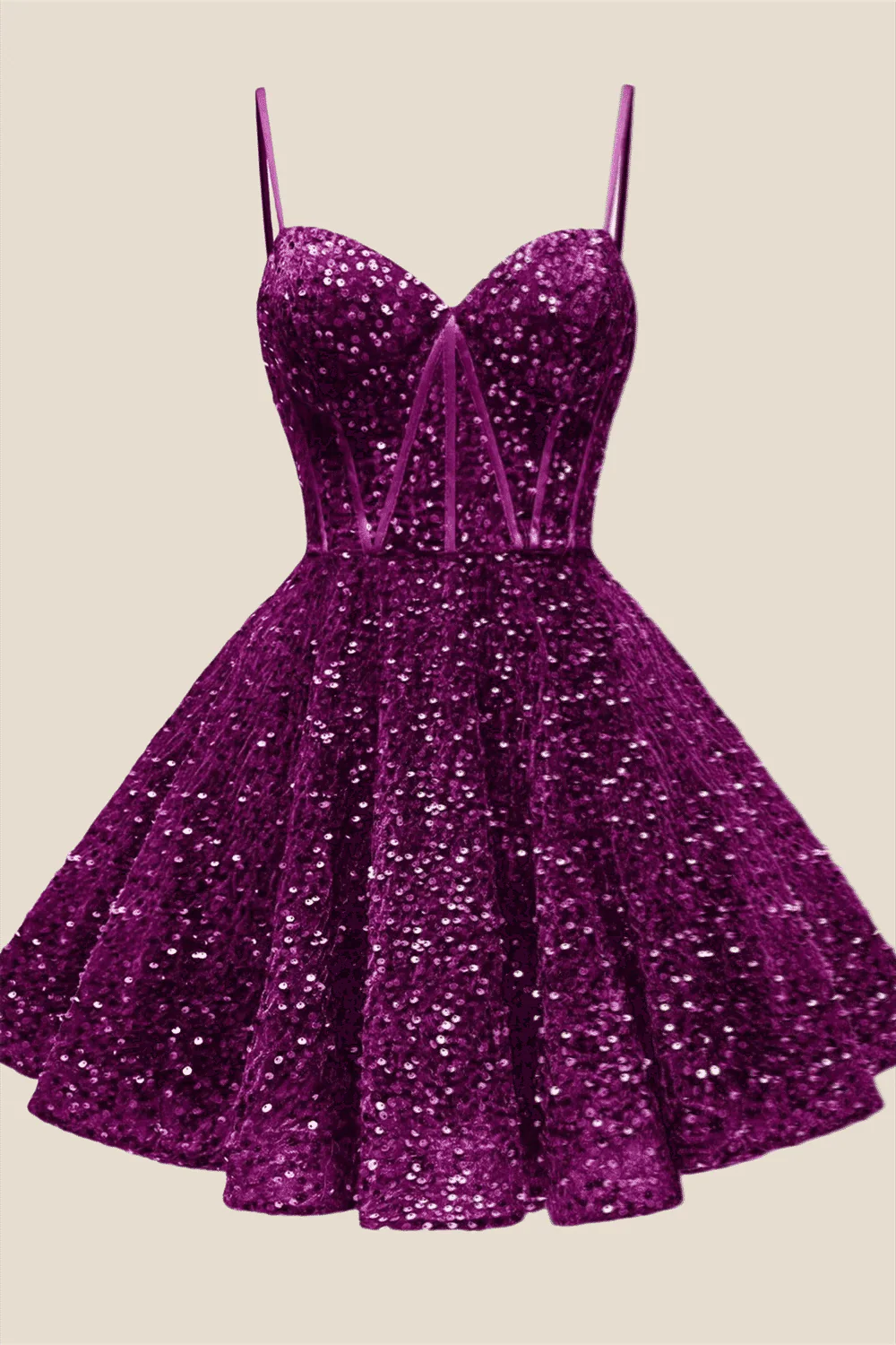 Spaghetti Straps Royal Blue Sequin Short Dress - Image 6