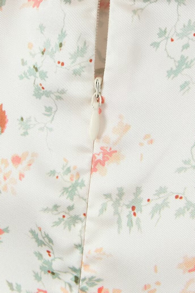 Spaghetti Straps White Floral Print Short Dress - Image 5