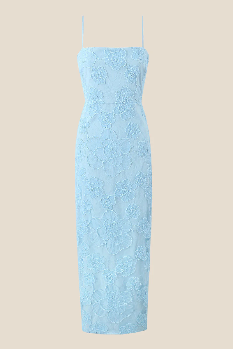 Spaghetti Straps White Lace Sheath Long Dress - Image 11