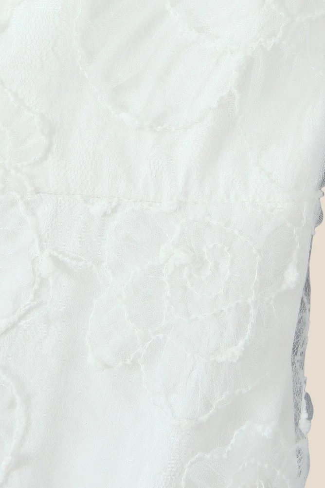 Spaghetti Straps White Lace Sheath Long Dress - Image 3