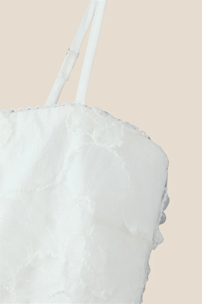 Spaghetti Straps White Lace Sheath Long Dress - Image 5