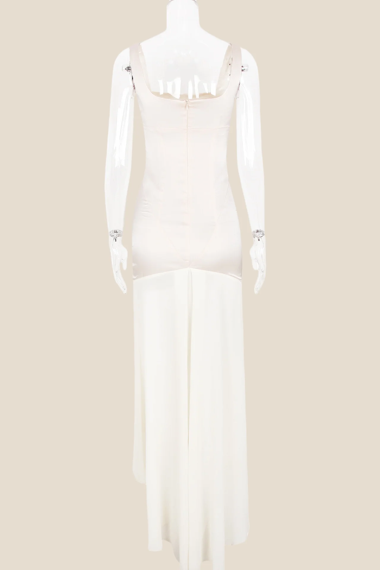 Square Neck Blue Chiffon Spliced Long Dress - Image 10