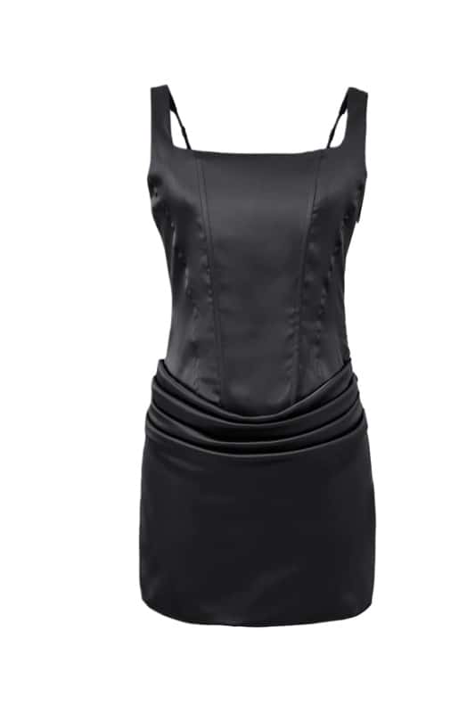 Square Neck Brown Ruched Short Party Dress - Image 2