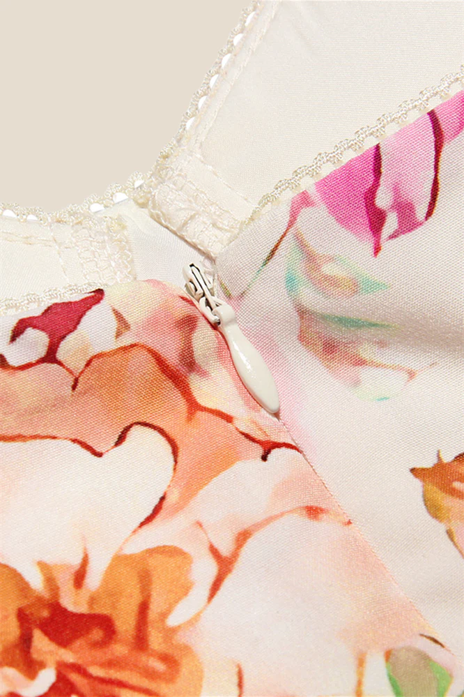 Square Neck Floral Print A-line Midi Dress - Image 11