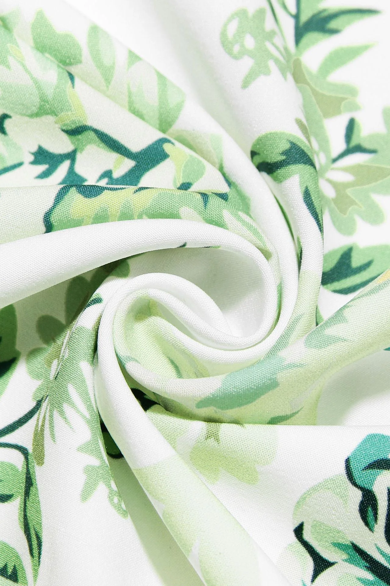 Square Neck Green Floral A-line Short Dress - Image 9