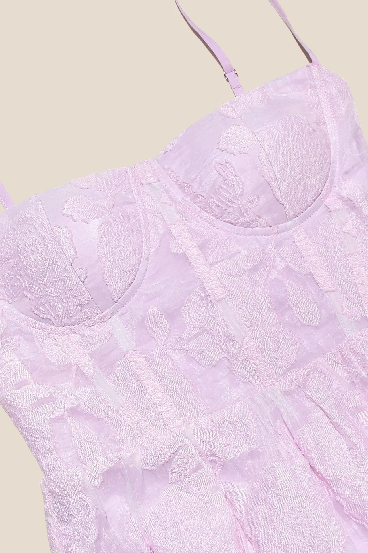 Square Neck Lilac Floral A-line Midi Dress - Image 4