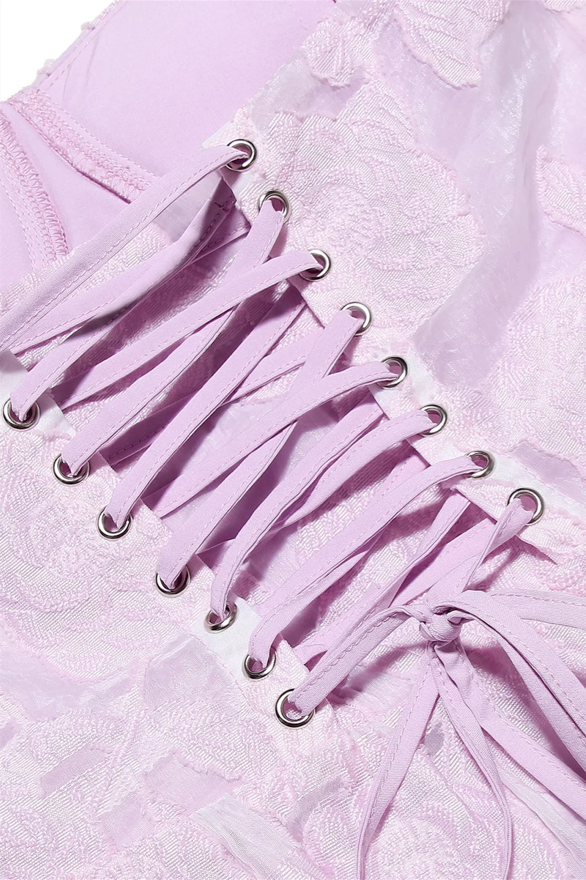 Square Neck Lilac Floral A-line Midi Dress - Image 6