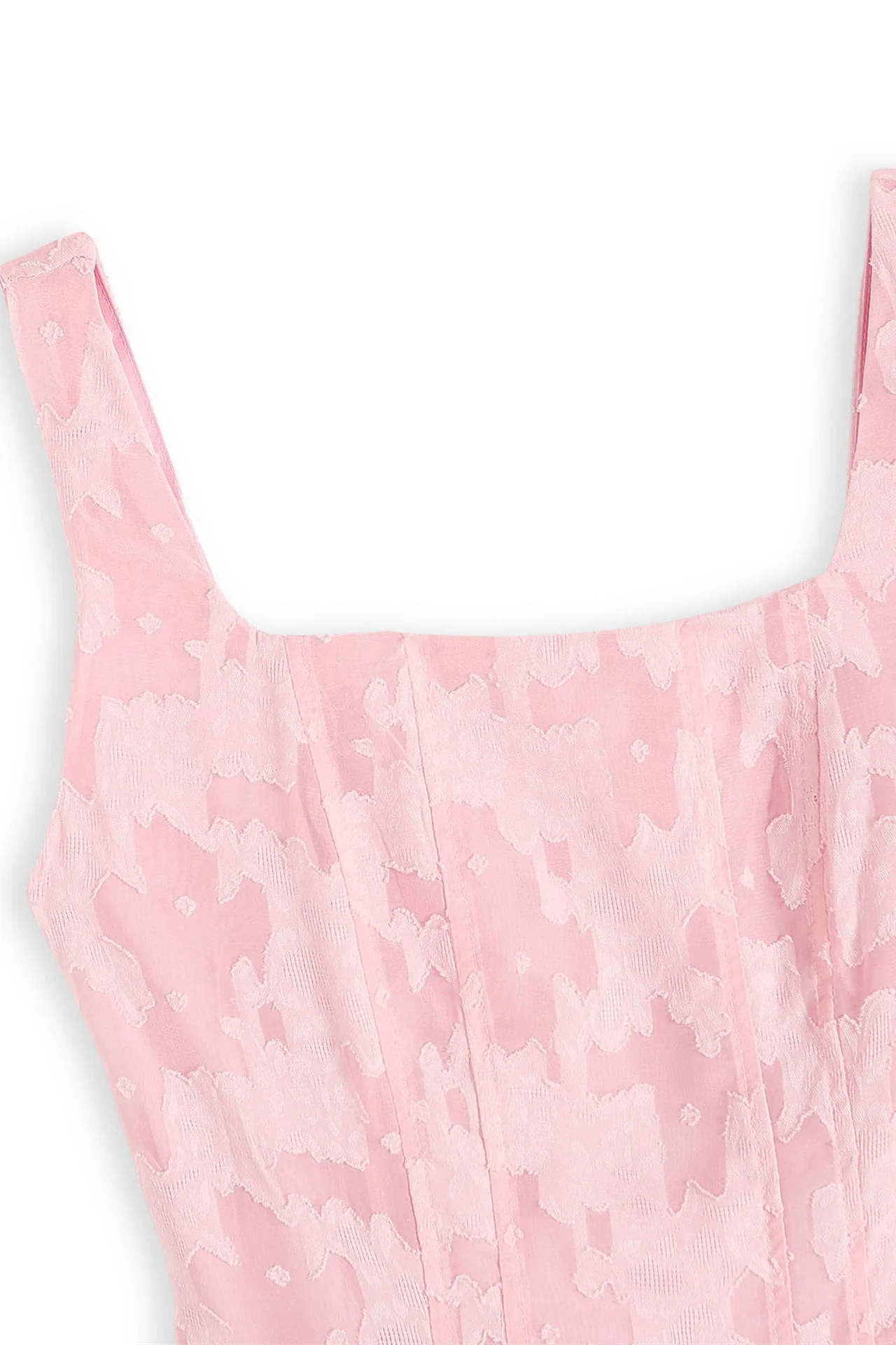 Square Neck Pink Lace A-line Short Dress - Image 5
