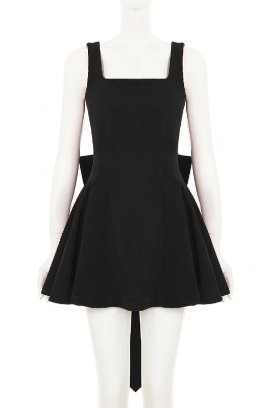Square Neck Red Velvet A-line Short Dress - Image 7