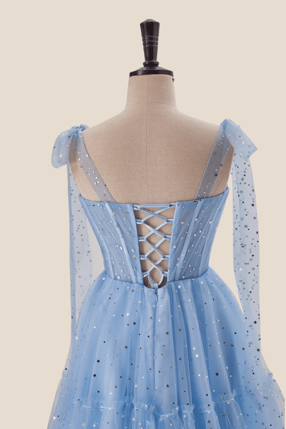 Starry Light Blue Tulle A-line Princess Dress - Image 6