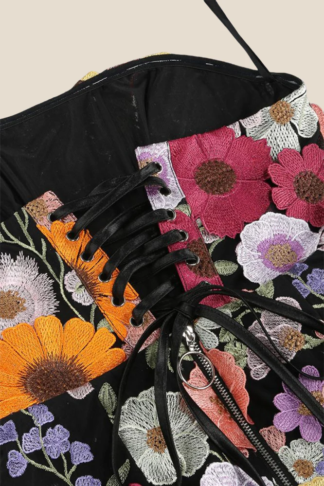 Strapless Black Appliques Short Dress with 3D Floral - Image 4