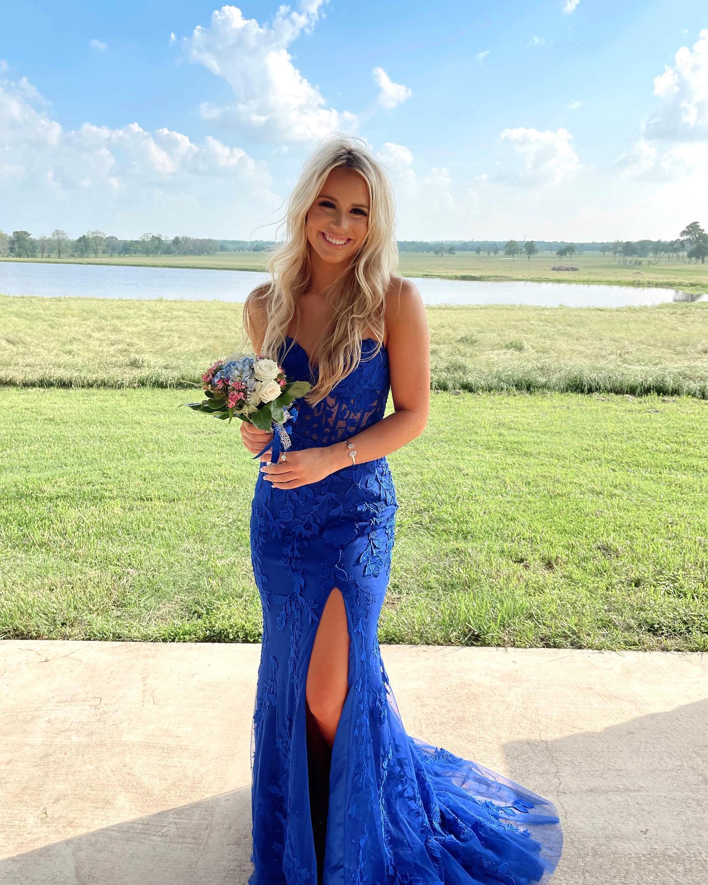 Strapless Black Lace Mermaid Long Prom Dress - Image 7