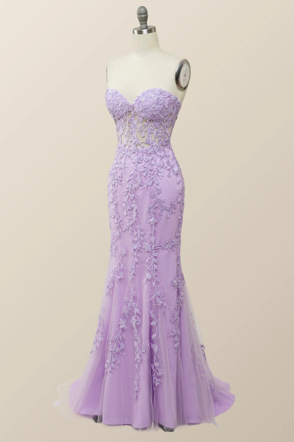 Strapless Black Lace Mermaid Long Prom Dress - Image 9