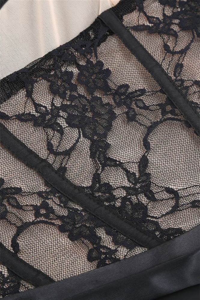 Strapless Black Lace Ruched Long Dress with Slit - Image 6